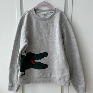 Lacoste Gray Sweatshirt with Green Crocodile